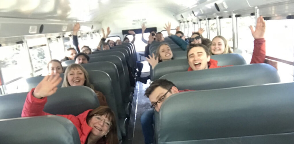 A tight knit staff takes professional development on the road for group site visits.